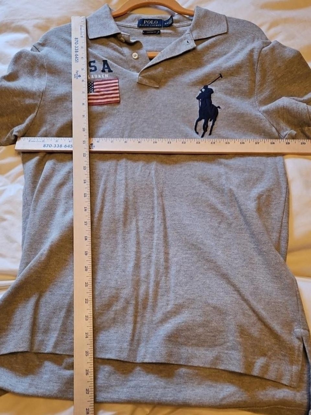 Ralph Lauren Polo Pony Embroidered Grey and Navy Polo - Picture 4 of 4